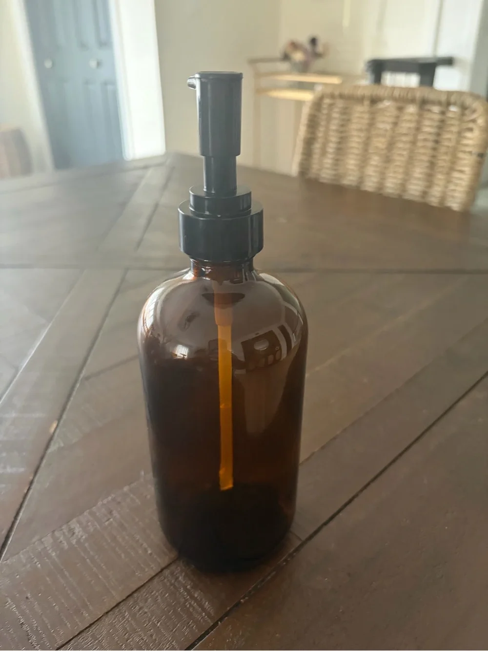 glass amber soap pump dispenser 420ml new